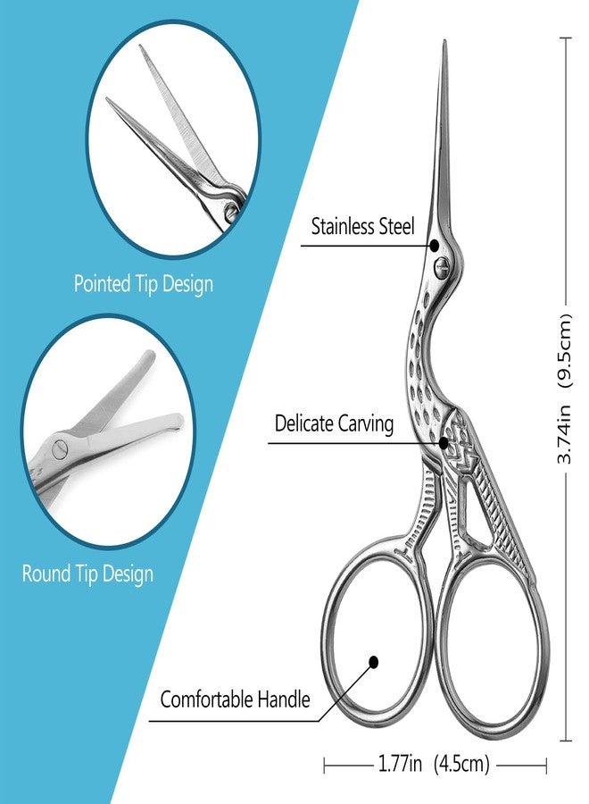 Kootinn 2-Pack Curved & Rounded Stork Scissors, Stainless Steel Professional Beauty Grooming Scissors for Eyebrows, Facial Hair, Dry Skin, Nose Hair. - Image 2